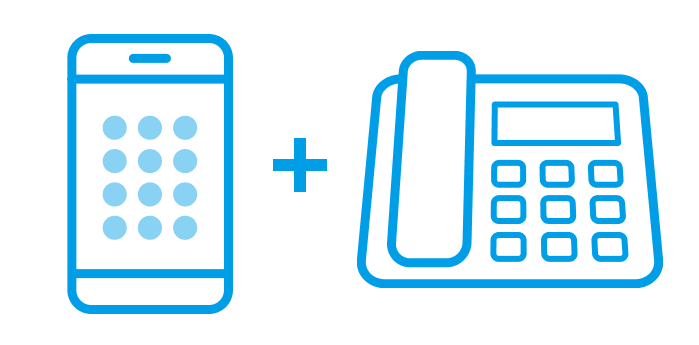 スマホ＋固定電話機のイラスト